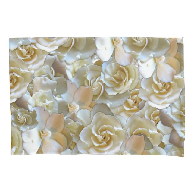Ivory Rose Pattern – Elegant Floral Art Pillow Case (Front)
