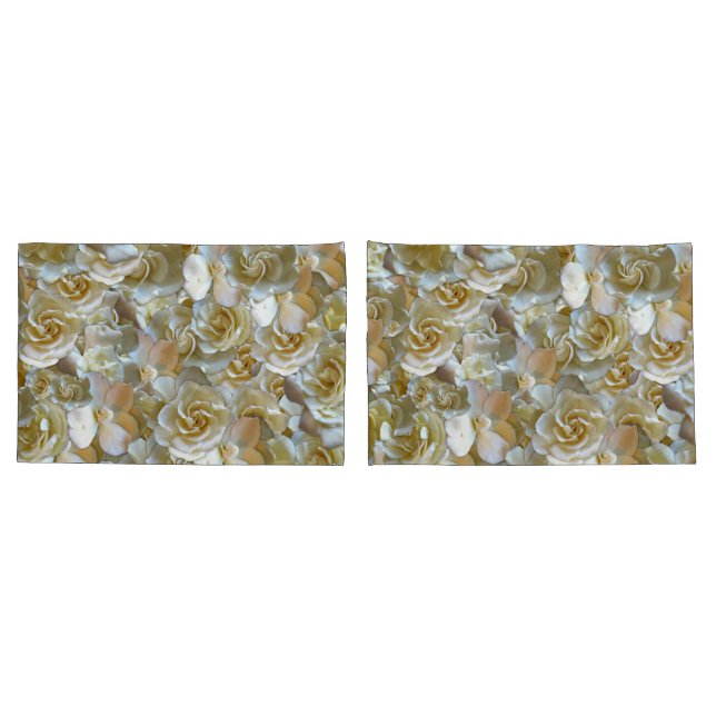 Ivory Rose Pattern – Elegant Floral Art Pillow Case (Back-Set)