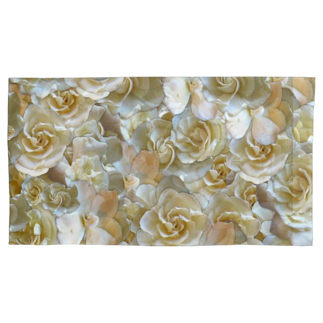 Ivory Rose Pattern – Elegant Floral Art Pillow Case (Front-Left)