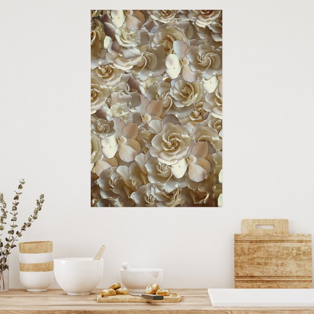 Ivory Rose Pattern – Elegant Floral Art Poster (Kitchen)