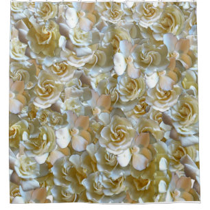 Ivory Rose Pattern – Elegant Floral Art Shower Curtain