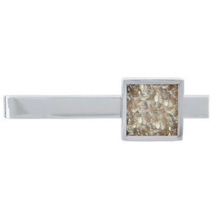 Ivory Rose Pattern – Elegant Floral Art Silver Finish Tie Bar