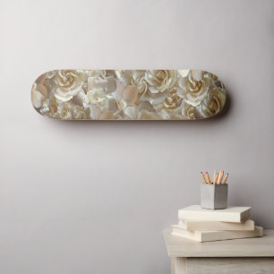 Ivory Rose Pattern – Elegant Floral Art Skateboard