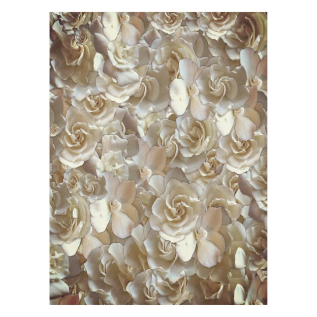 Ivory Rose Pattern – Elegant Floral Art Tablecloth (Front)