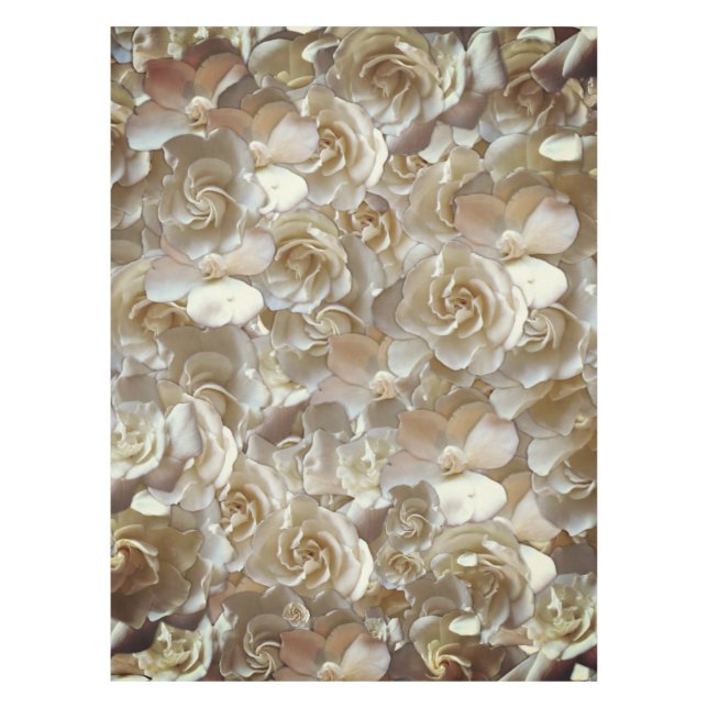 Ivory Rose Pattern – Elegant Floral Art Tablecloth (Front)