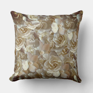 Ivory Rose Pattern – Elegant Floral Art Throw Pillow