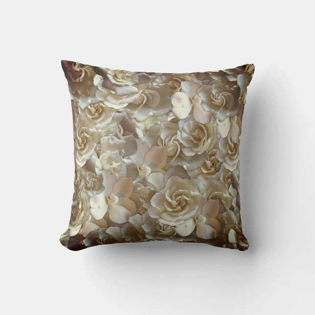Ivory Rose Pattern – Elegant Floral Art Throw Pillow (Front)