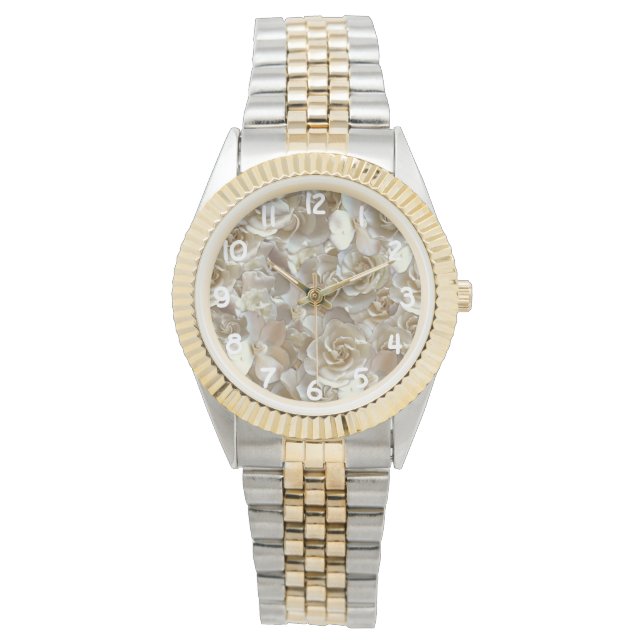 Ivory Rose Pattern – Elegant Floral Art Watch (Front)