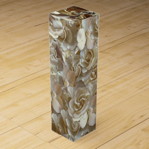 Ivory Rose Pattern – Elegant Floral Art Wine Box