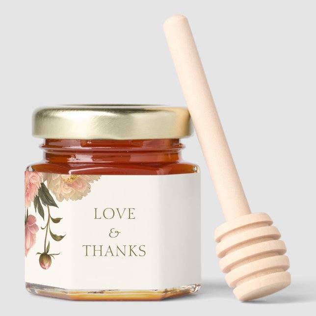 Ivory & Rose Thank You Wedding  Honey Jar Favors (Front)