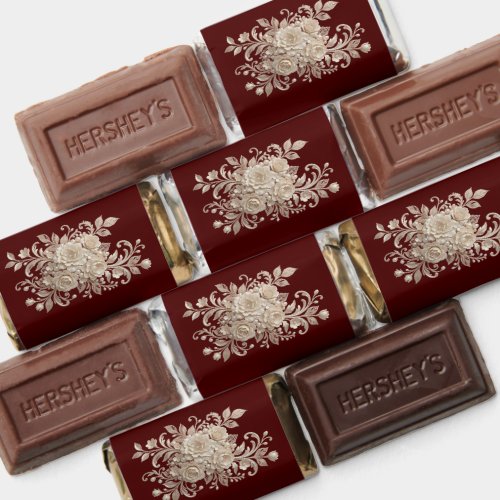 Ivory Rose & Thank You Wrapped - Burgundy Hershey's Miniatures