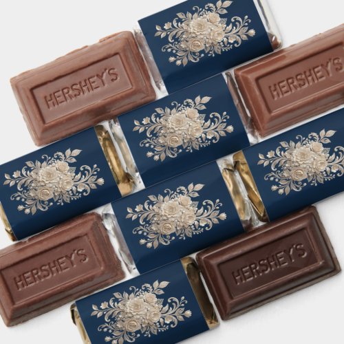 Ivory Rose &amp; Thank You Wrapped - Dark Blue Hershey's Miniatures