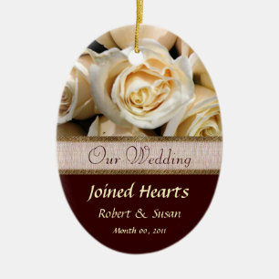 Ivory Rose Wedding Favor Keepsake Ceramic Ornament