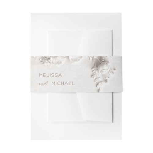 Ivory Roses 3D Flowers |  Wedding Invitation Belly Band