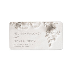 Ivory Roses 3D Flowers Wedding Label
