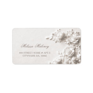 Ivory Roses 3D Flowers Wedding Label