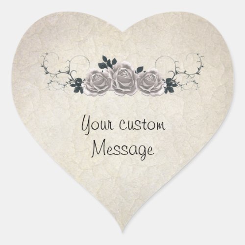 Ivory Roses Customizable Heart Sticker
