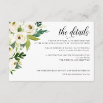 Ivory Roses Greenery Floral Wedding Enclosure Card