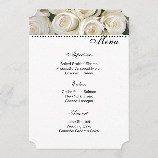 Ivory Roses Menu Card (Front)