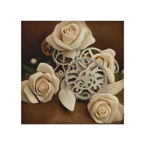 Ivory Roses Wood Wall Art