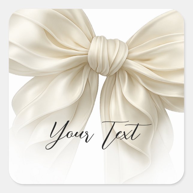 Ivory Ruffle Bow Tying The Knot Bridal Shower  Square Sticker (Front)