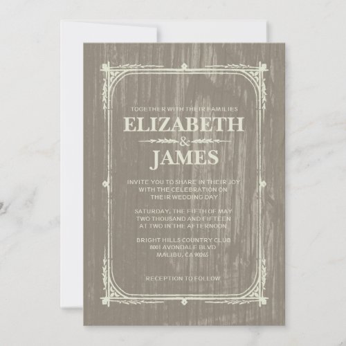 Ivory Rustic Barn Wood Wedding Invitations