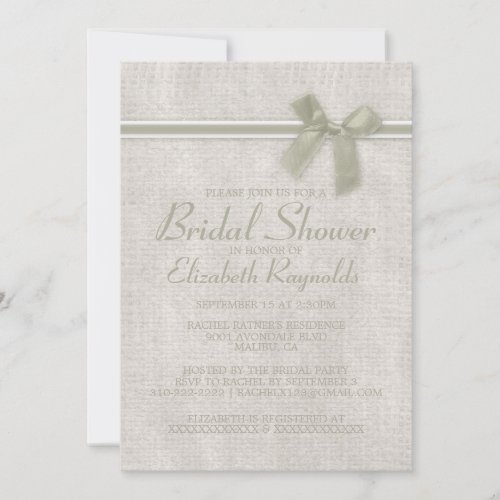 Ivory Rustic Burlap Bridal Shower Invitations
