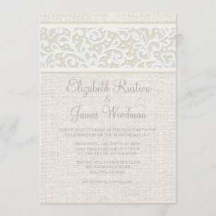 Ivory Rustic Burlap & Linen Wedding Invitations