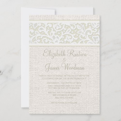 Ivory Rustic Burlap &amp; Linen Wedding Invitations
