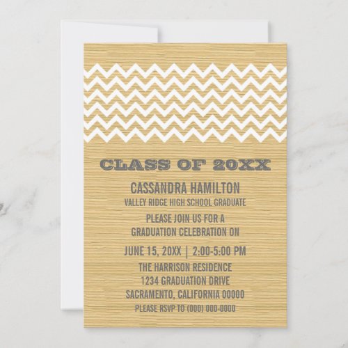 Ivory Rustic Chevron Graduation Invite