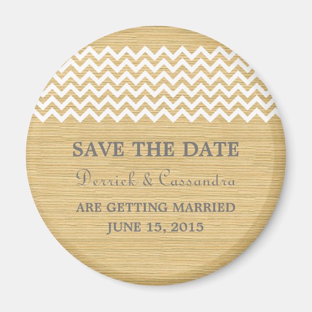 Ivory Rustic Chevron Save the Date Magnet (Front)
