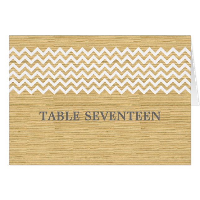 Ivory Rustic Chevron Table Number Card (Front Horizontal)