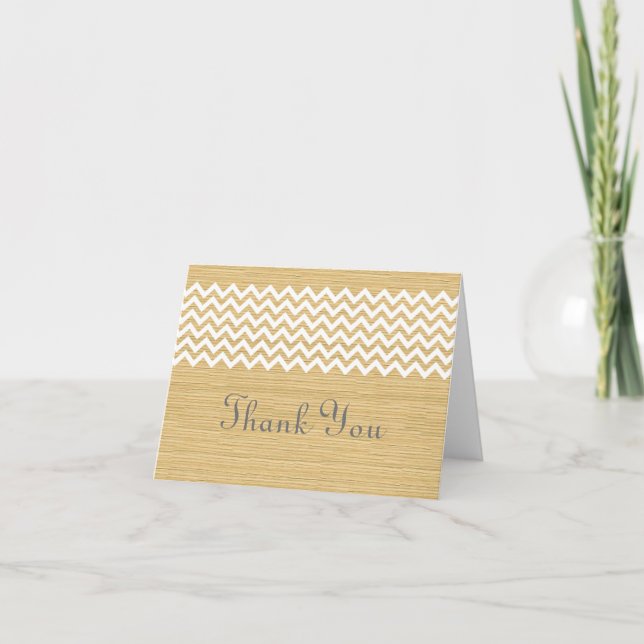 Ivory Rustic Chevron Thank You Card (Front)