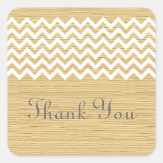 Ivory Rustic Chevron Thank You Stickers