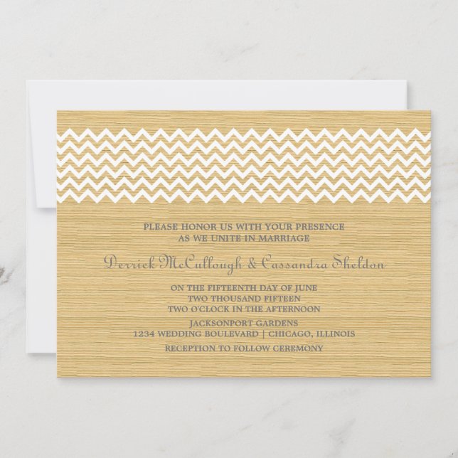 Ivory Rustic Chevron Wedding Invite (Front)