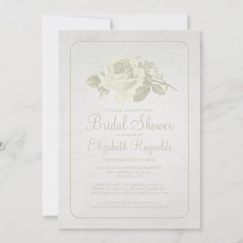Ivory Rustic Floral/Flower Bridal Shower Invites