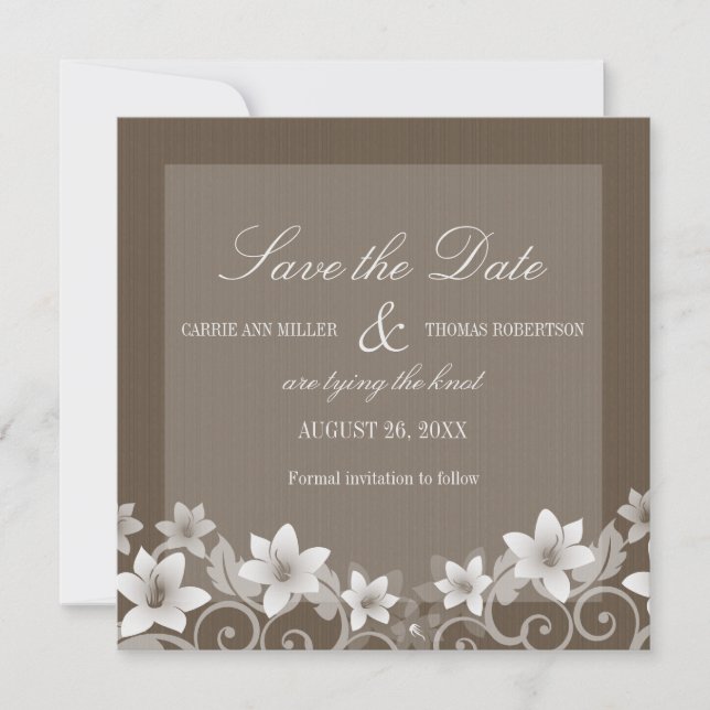 Ivory Rustic Floral Save the Date Invite (Front)