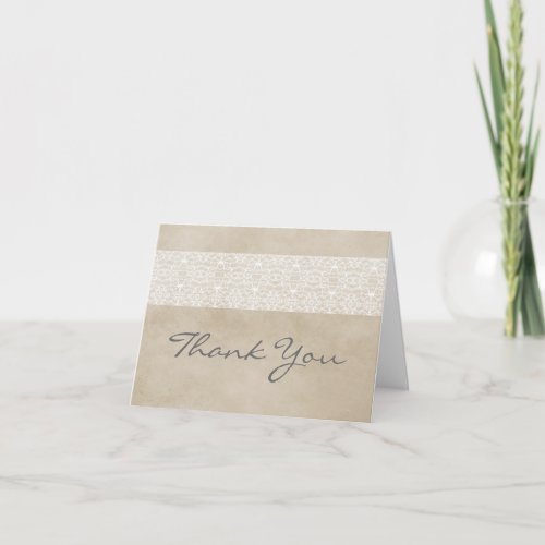 Ivory Rustic Lace Thank You Card