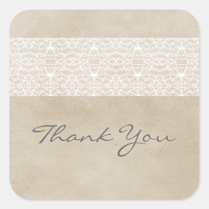 Ivory Rustic Lace Thank You Stickers