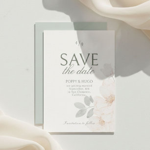 Ivory & Sage Floral Wedding Save the Date Card