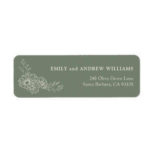 Ivory Sage Green Daisy Wedding Return Address Label