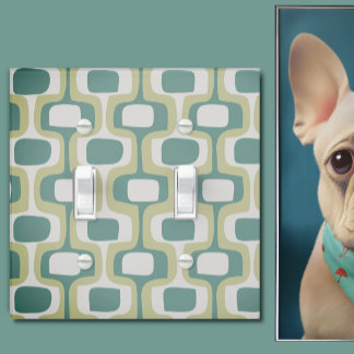 Ivory Sage Green Olive Mid-Century Modern Pattern Light Switch Cover