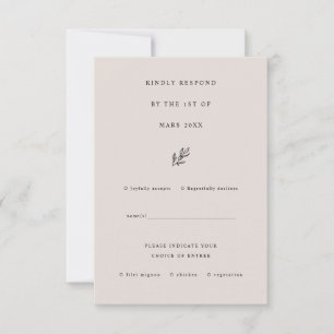 Ivory Sage simple and elegant minimalistic rsvp Card
