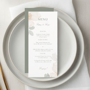 Ivory & Sage Watercolor Flower Wedding Menu Card