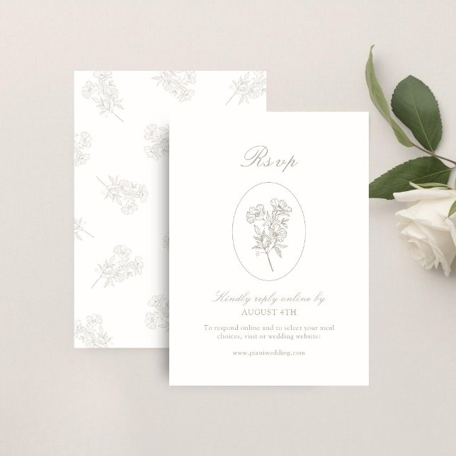 Ivory & Sand | Chic Floral Wedding  RSVP Card (Creator Uploaded)