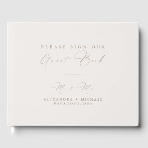 Ivory & Sand Elegant Minimal Wedding Guestbook