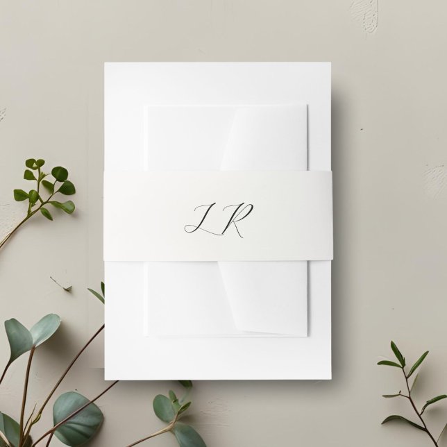 Ivory | Script Calligraphy Monogram Wedding Invitation Belly Band (Creator Uploaded)