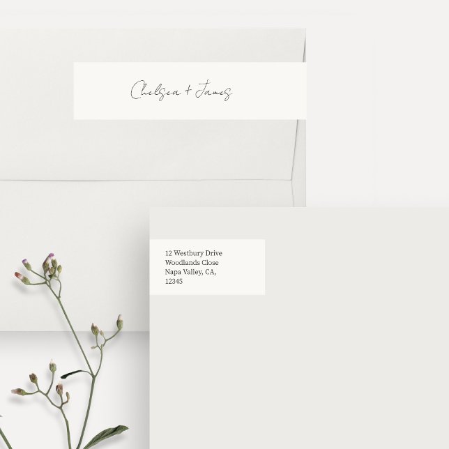 Ivory | Script Welcome Wedding Address Wrap Around Label (Creator Uploaded)