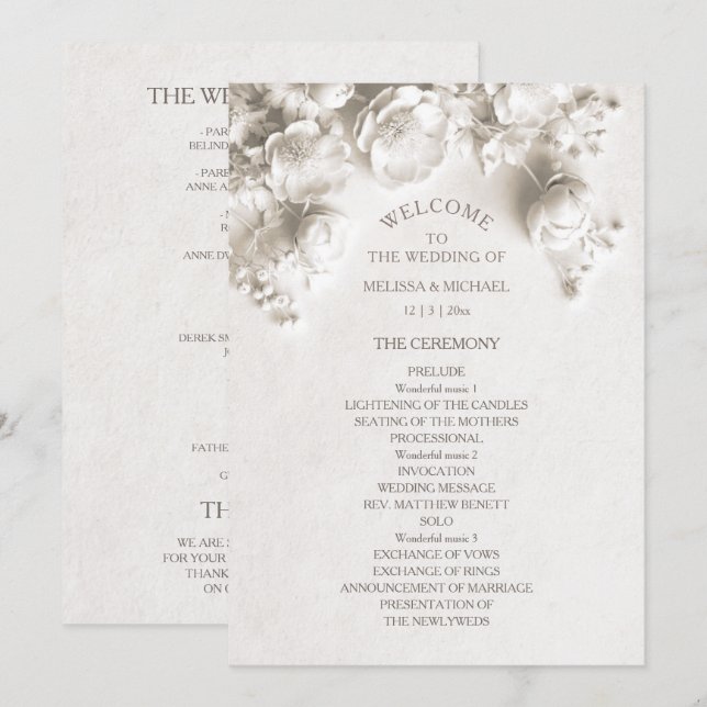 Ivory Sculptural Flowers Program (Front/Back)