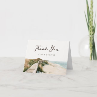 Ivory Seafoam Sand Dune Outer Banks Coast Wedding Thank You Card